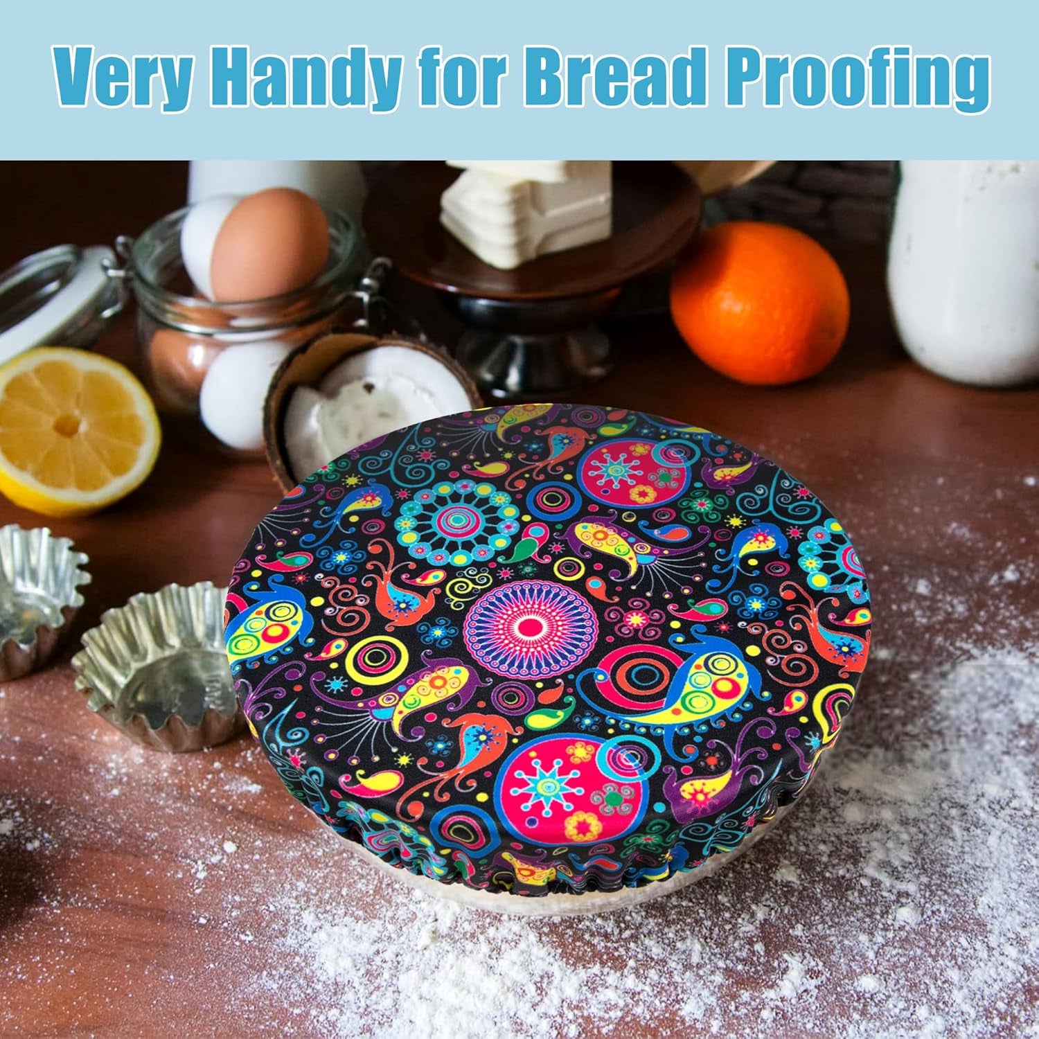 Elastic Reusable Bowl Covers for Bread Proofing, Fabric Cloth Sourdough Bowl Covers for Proofing - Set of 3, Bloom