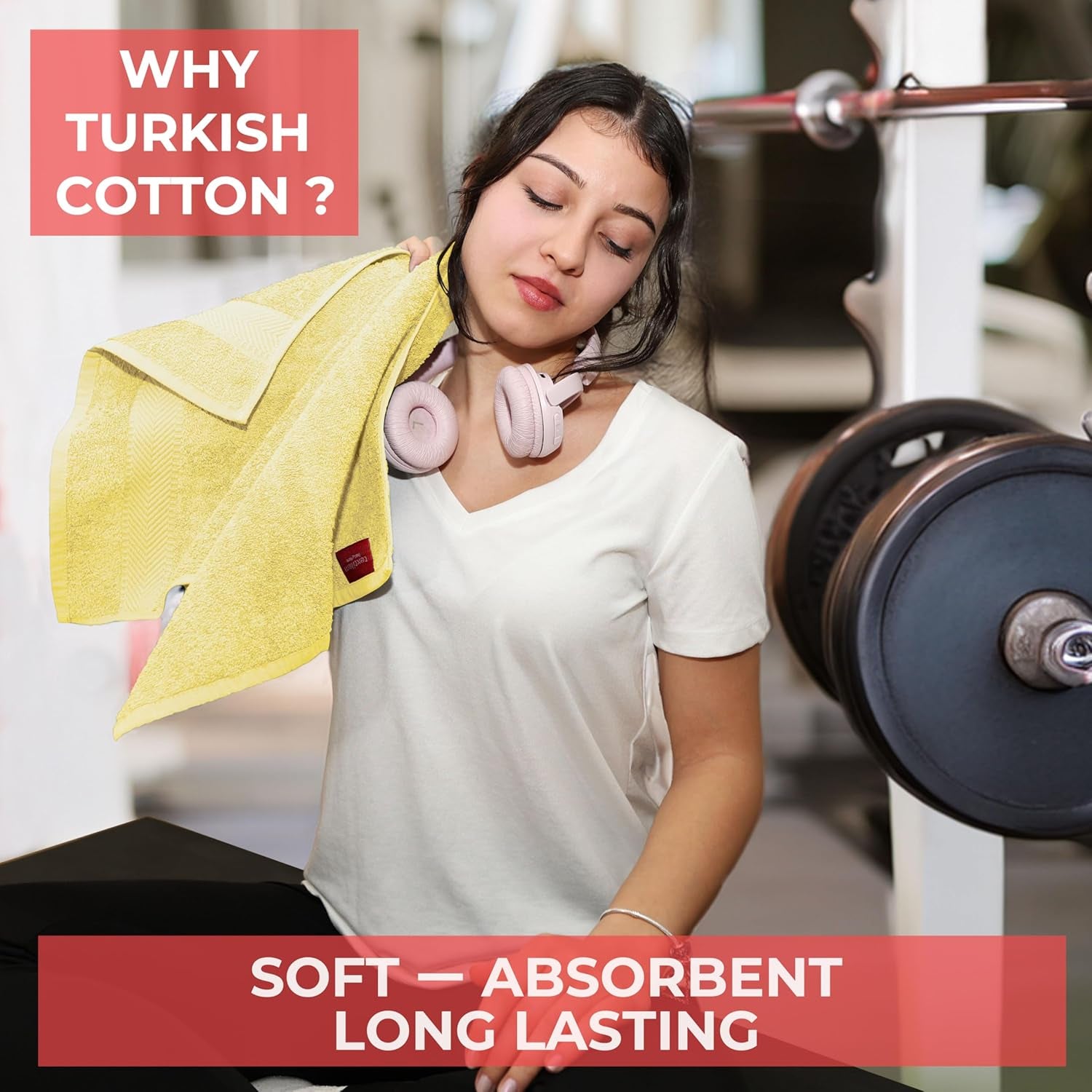 100% Turkish Cotton 6 Pcs Bath Towel Set, Luxury Bath Towels for Bathroom, Soft & Absorbent Bathroom Towels Set (2 Bathtowels, 2 Hand Towels, 2 Washcloths)- Yellow