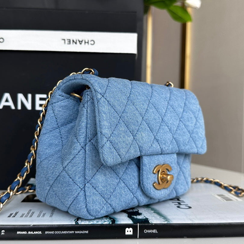 Chanel Classic Flag Bag Quilted Denim 20CM Shoulder Bag