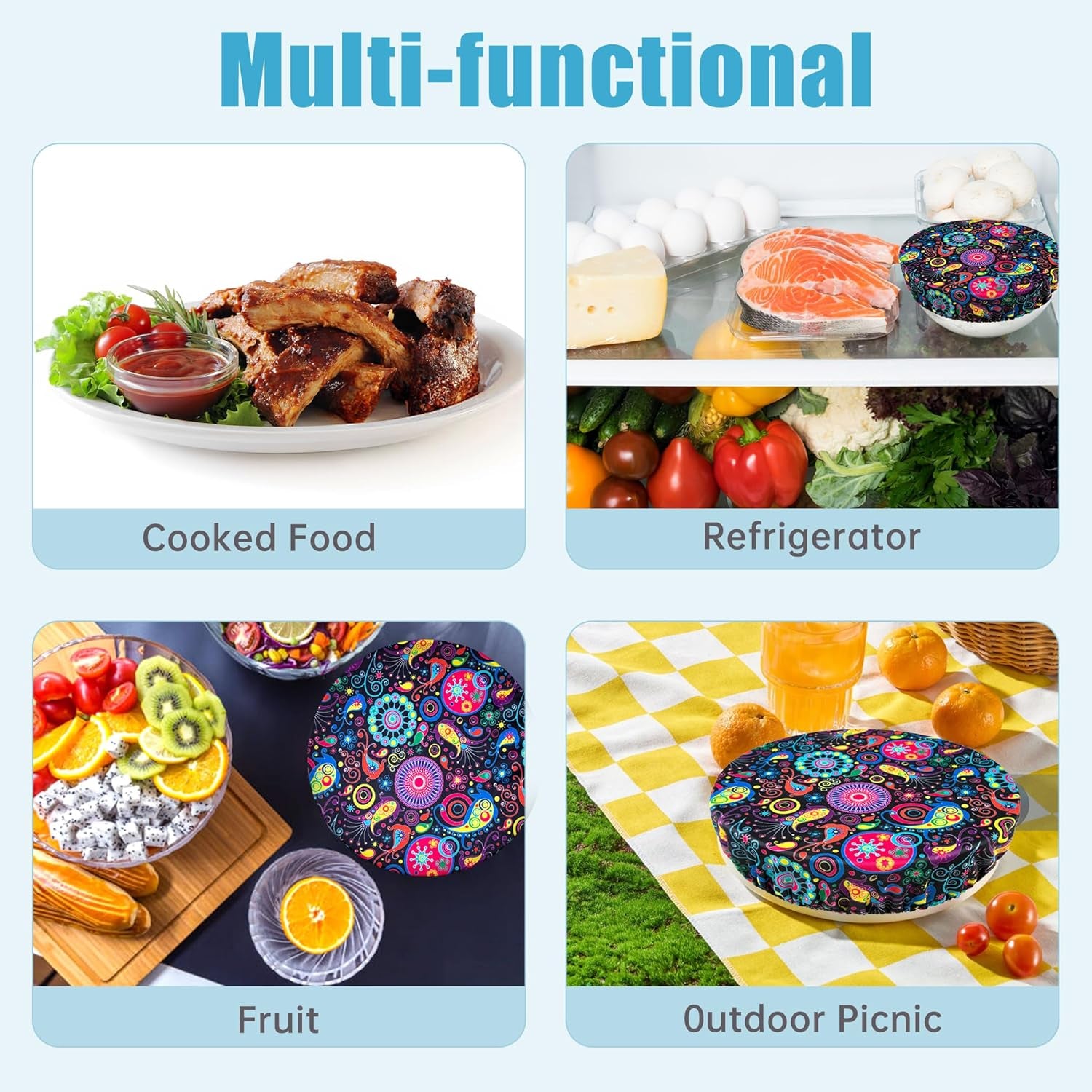 Elastic Reusable Bowl Covers for Bread Proofing, Fabric Cloth Sourdough Bowl Covers for Proofing - Set of 3, Bloom