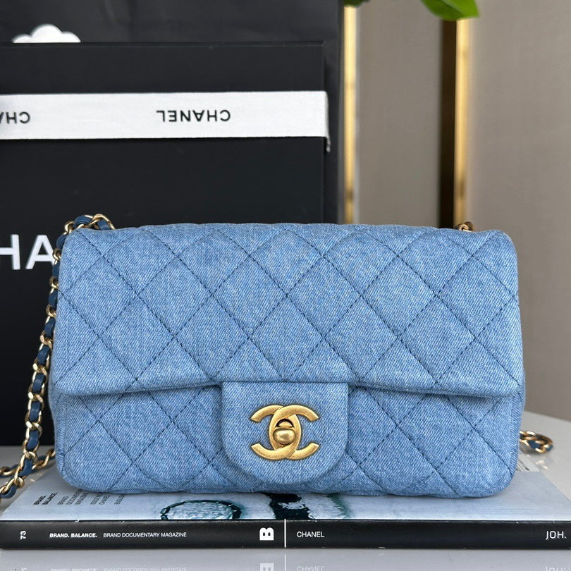 Chanel Classic Flag Bag Quilted Denim 20CM Shoulder Bag