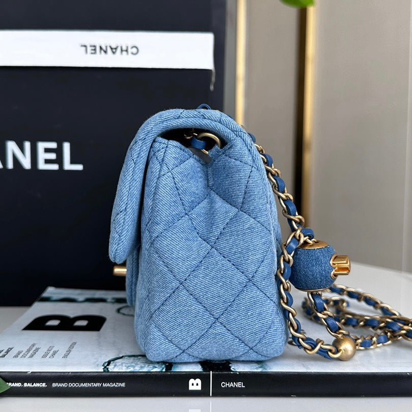 Chanel Classic Flag Bag Quilted Denim 20CM Shoulder Bag