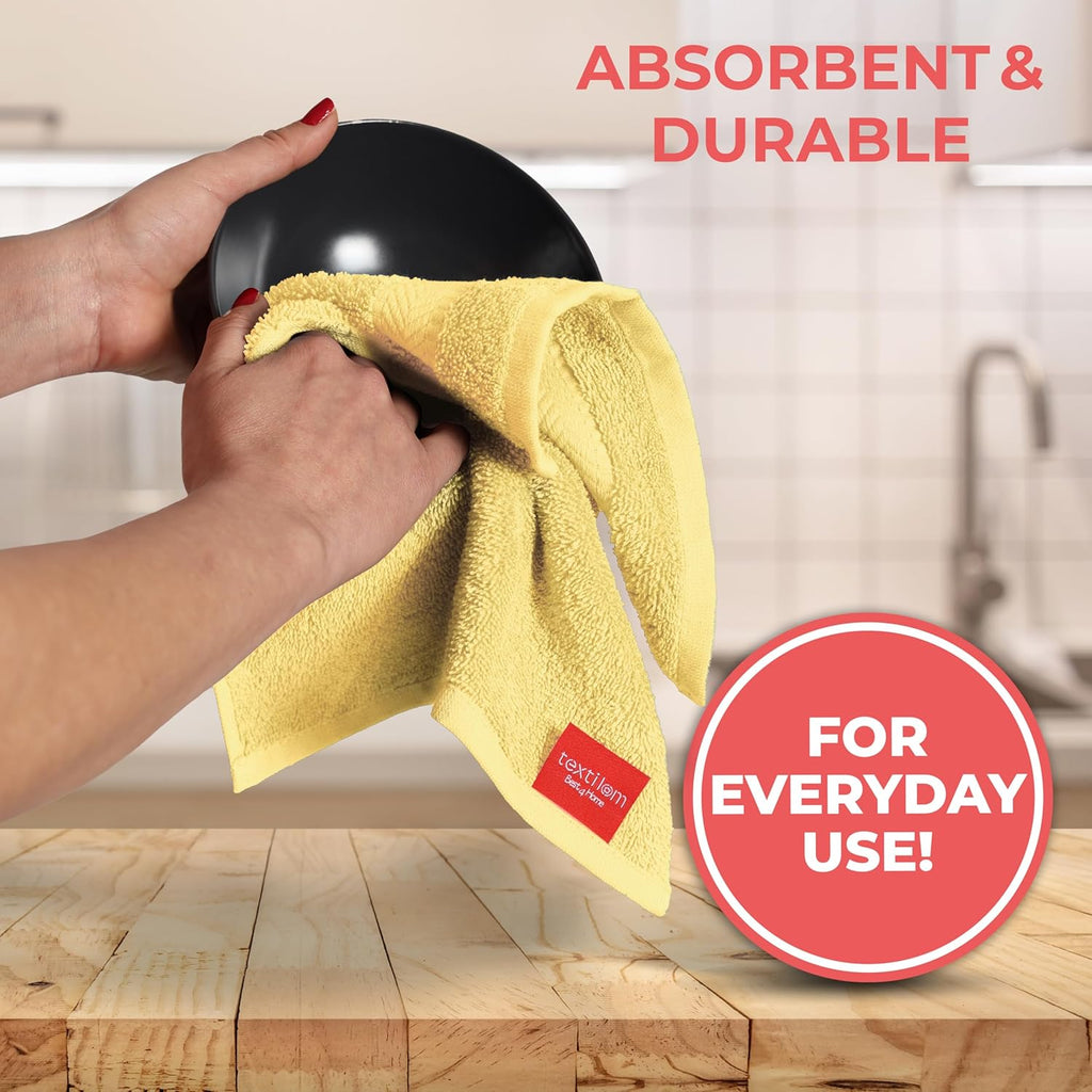 100% Turkish Cotton 6 Pcs Bath Towel Set, Luxury Bath Towels for Bathroom, Soft & Absorbent Bathroom Towels Set (2 Bathtowels, 2 Hand Towels, 2 Washcloths)- Yellow