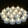 Flameless Tea Lights Candles - Realistic LED Flickering Operated Tea Lights Steady Battery Tealights Long Lasting Electric Fake Candles in White 24Pcs Decoration for Party and Gifts Ideas