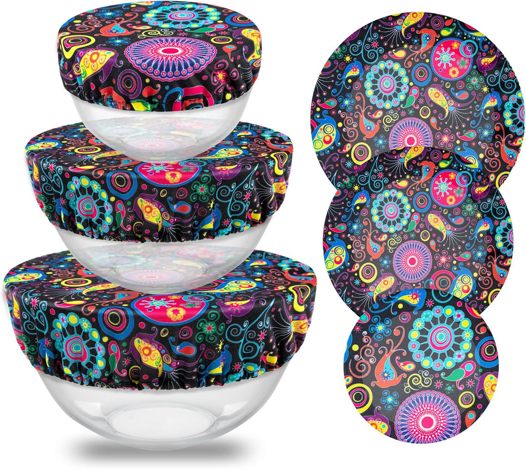 Elastic Reusable Bowl Covers for Bread Proofing, Fabric Cloth Sourdough Bowl Covers for Proofing - Set of 3, Bloom