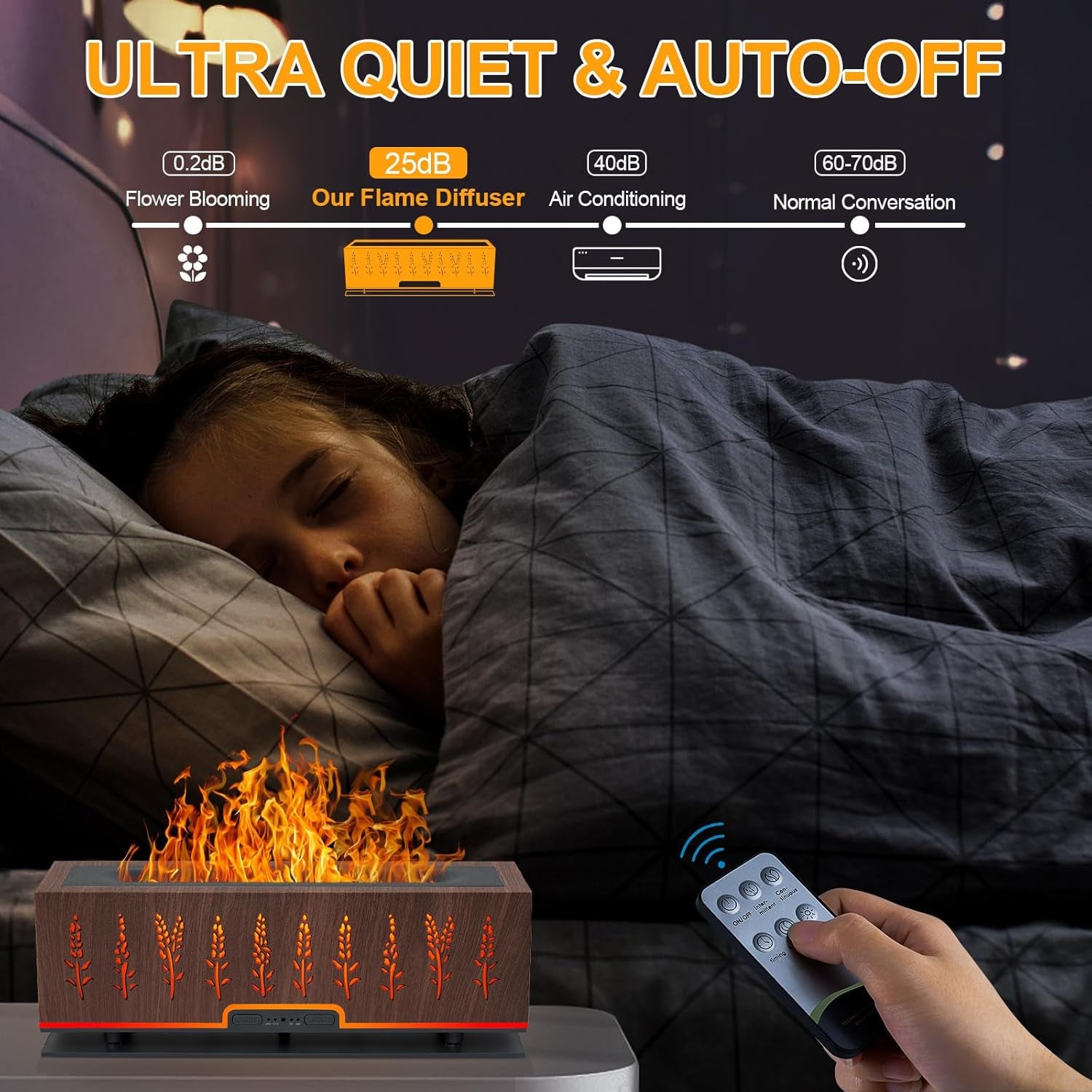 Colorful Essential Oil Diffuser, Flame Oil Diffuser, 7 Colors Changing Oil Aromatherapy Diffuser, 200Ml Cool Mist Ultrasonic Diffuser for Office, Home,Bedroom (Dark Brown)