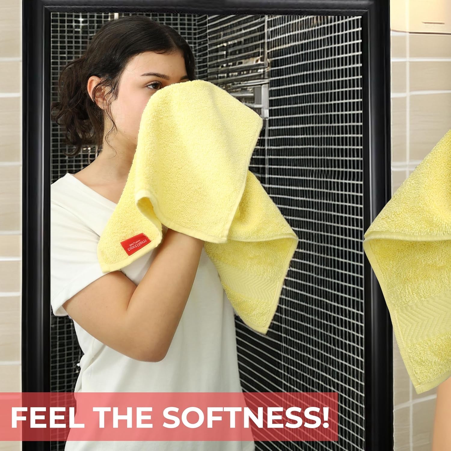 100% Turkish Cotton 6 Pcs Bath Towel Set, Luxury Bath Towels for Bathroom, Soft & Absorbent Bathroom Towels Set (2 Bathtowels, 2 Hand Towels, 2 Washcloths)- Yellow