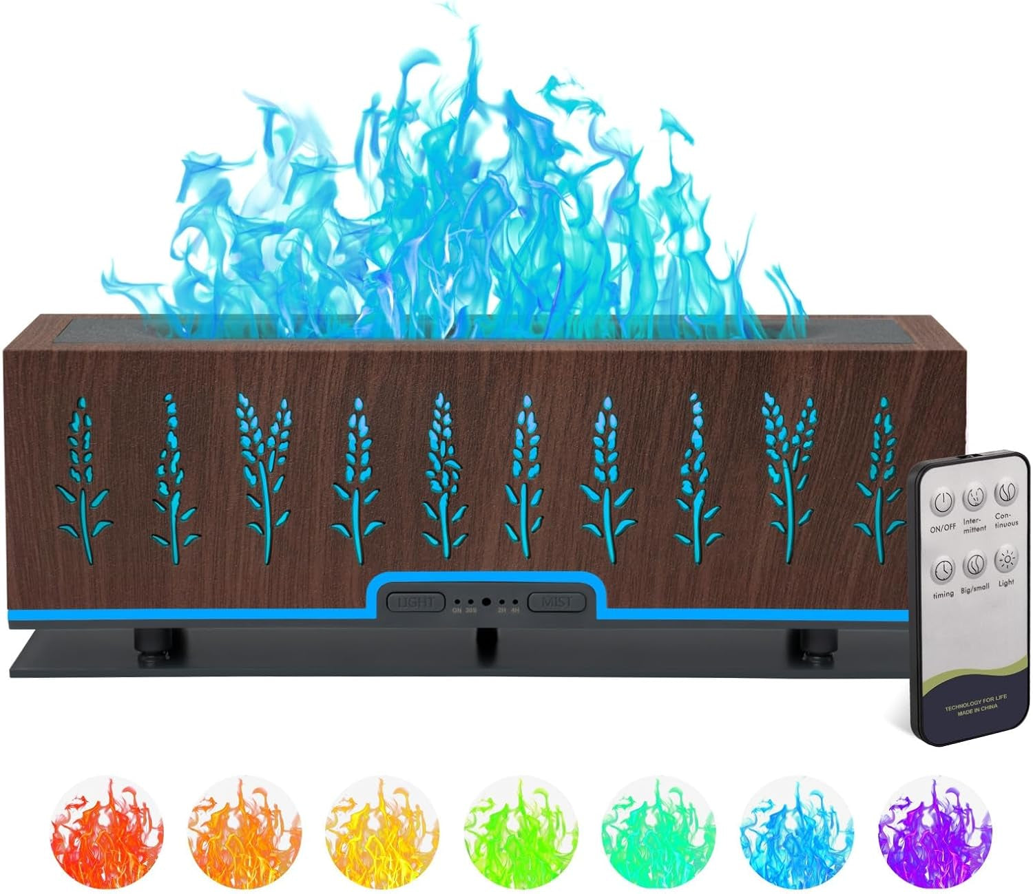 Colorful Essential Oil Diffuser, Flame Oil Diffuser, 7 Colors Changing Oil Aromatherapy Diffuser, 200Ml Cool Mist Ultrasonic Diffuser for Office, Home,Bedroom (Dark Brown)